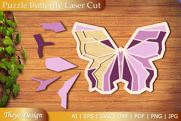 3D Butterfly Puzzle SVG Laser Cut: Elegant Papercraft Designs