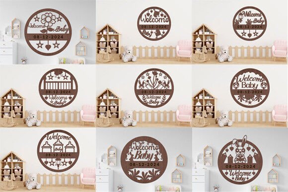 Baby Welcome Sign Laser Cut Bundle: Elegant Design Files