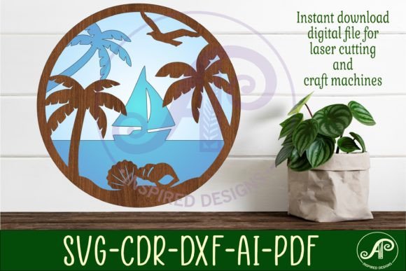 Beach Layered Wall Art Sign: SVG File for Crafters