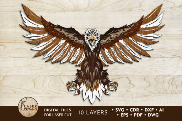 Eagle & US Flag Art: Multilayer Cut File for Laser Projects