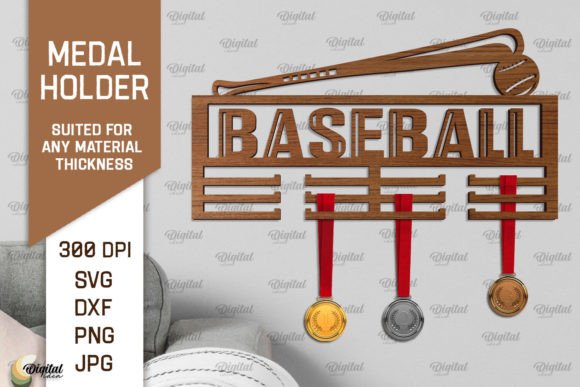 Elegant Baseball Medal Display Laser Cut SVG