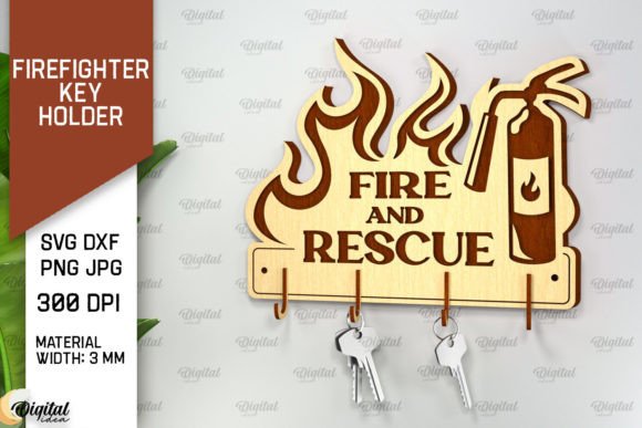 Firefighter Key Holder Laser Cut Design