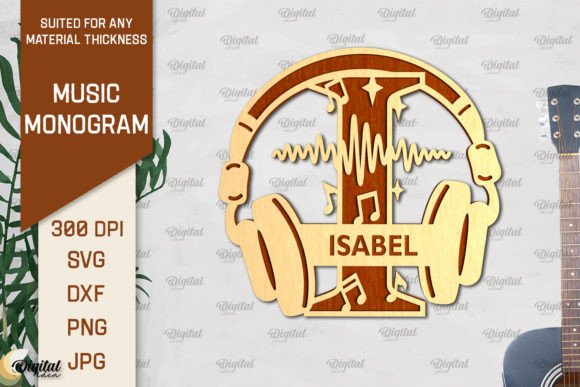 Letter I SVG Music Monogram Laser Cut
