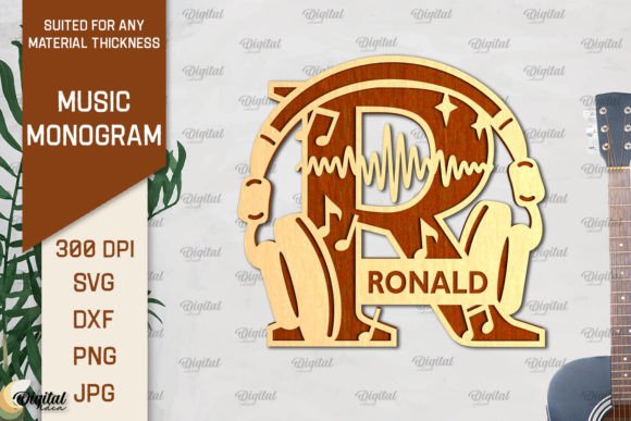 Letter R SVG Music Monogram Laser Cut: Elevate Your Designs