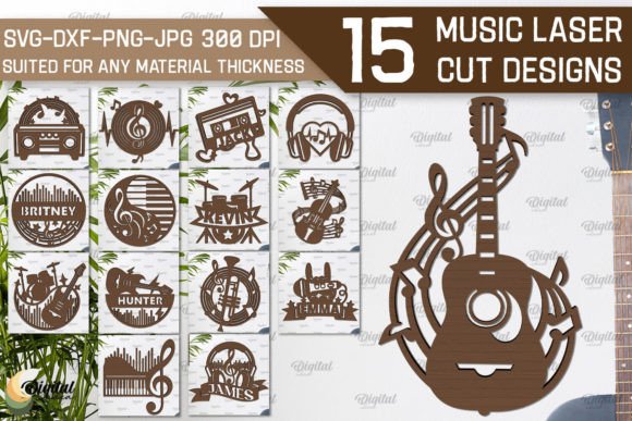 Music Wall Decor Laser Cut Bundle: Digital Design Files for Home & Office