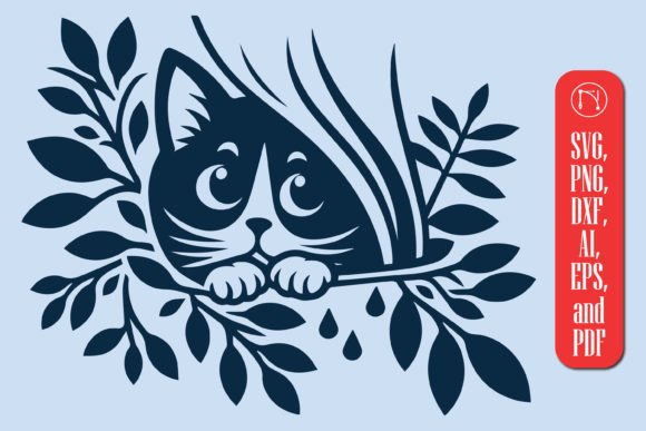 Peeking Cat SVG Cut File: Whimsical Design for Crafters