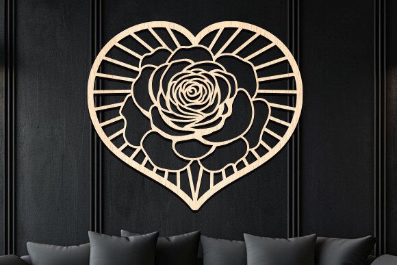 Rose Wall Decor Laser Cut SVG: Elegant 3D Art Design