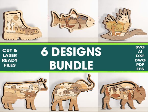Stunning 3D Layered Animal Designs for Laser Crafters