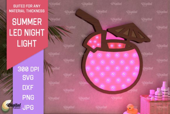 Summer Led Night Light Laser Cut: Digital Design Files